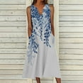 thumbnail image 1 of Dyegold Sundresses for Women Casual Beach - Plus Size Summer Dresses V Neck Sleeveless Pocket Floral Print Maxi Long Sundress ​Flowy Swing Loose ​Beach ​Dresses, 1 of 5