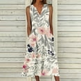 thumbnail image 1 of Dyegold Sundresses for Women Casual Beach - Plus Size Summer Dresses V Neck Sleeveless Pocket Floral Print Maxi Long Sundress ​Flowy Swing Loose ​Beach ​Dresses, 1 of 5