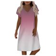 thumbnail image 1 of Dyegold Sundresses for Women Casual Beach - Plus Size Summer Dresses Womens V-Neck Short Sleeve Ombre Tie Dye Midi Sun Dresses ​Summer Swing ​Beach ​Tunic Dresses, 1 of 5