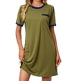 thumbnail image 1 of Dyegold Sundresses for Women Casual Beach - Sun Dresses Women Summer Casual Round Neck Short Sleeve Solid Color Loose Midi Sundress ​Plus Size Tshirt ​Party ​Dress, 1 of 6