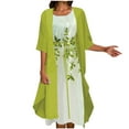 thumbnail image 1 of Dyegold Sundresses for Women Casual Beach - Womens Maxi Dress Cardigan 2 Piece Set Half Sleeve Plus Size Leaves Print Loose Flowy Summer 2023 Bridesmaid ​​Dress, 1 of 7