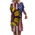thumbnail image 1 of Dyegold Sundresses for Women Casual Beach - Womens Summer Dresses Casual Short Sleeve Star Stripes American Flag Midi Sundresses ​Loose Flowy Swing ​​Party Dress, 1 of 4