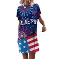 thumbnail image 1 of Dyegold Sundresses for Women Casual Beach - Womens Summer Dresses Casual Short Sleeve Star Stripes American Flag Midi Sundresses ​Loose Flowy Swing ​​Party Dress, 1 of 4