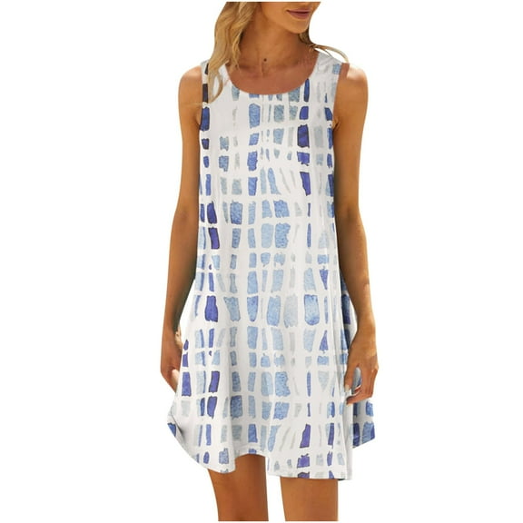 Dyegold Sundresses for Women Casual Beach - Womens Summer Dresses Round Neck Sleeveless Ombre Tie Dye Short Mini Sun Dresses ​Hawaiian Beach ​Vacation ​Dresses