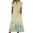 thumbnail image 1 of Dyegold Sundresses for Women Casual Beach - Womens Summer Dresses V-Neck Short Sleeve Vintage Floral Print Plus Size Maxi Sun Dress ​Summer Beach ​Holiday ​Dresses, 1 of 5