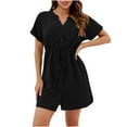 thumbnail image 1 of Dyegold Sundresses for Women Casual Beach - Womens Sundresses V Neck Short Sleeve Button Down Lace Up Mini Sundresses ​Beach A-Line Short ​Bridesmaid ​Dresses, 1 of 5