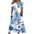 thumbnail image 1 of Dyegold Sundresses for Women Casual Summer - Plus Size Summer Dresses Womens Curved V-Neck Short Sleeve Daisy Print Long Loose Flowy Swing Casual Maxi ​​Sundress, 1 of 4