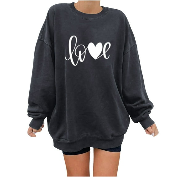 Dyegold Sweat Shirt Women'S Ladies Heart Print Graphic Girls Fashion Fall Fashion For Women Cotton Linen Fall Fashion 2025 Sweatshirt For Womens Fashion