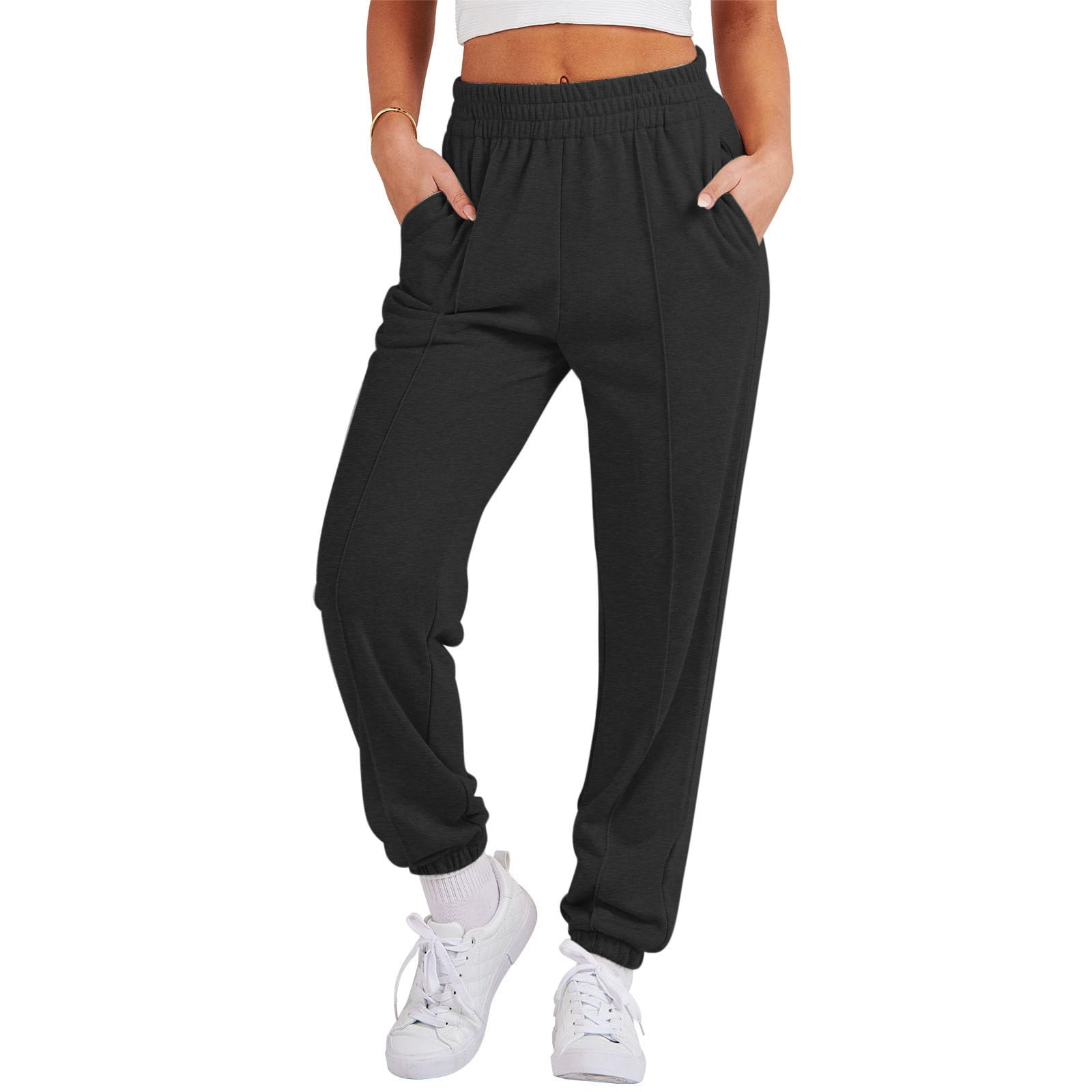 Women's Sweatpants 100% Cotton Plain Pink Basic High Waist Long Outdoor Daily Wear Spring & Summer main image 1