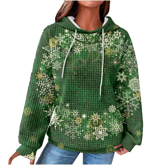 Dyegold Sweatshirt For Women Fall Ladies Xmas Ugly Sweaters Fall Trendy Merry Christmas Sweatshirts Long Sleeve Waffle Plus Size Hoodies Winter Hooded Pullover Tops Casual Teen Girls Shirts