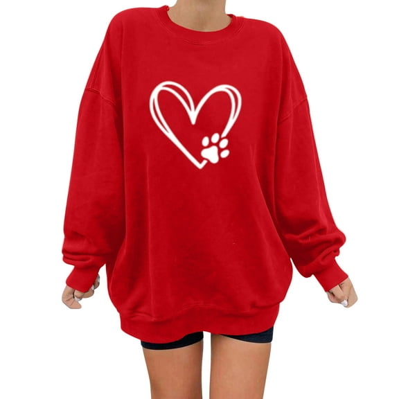 Dyegold Sweatshirt For Women Teen Girls Heart Print Graphic Womens Hoodies Pullover Sweatshirts Women Y2K Clothes Plus Size ​Christmas ​Pullover Sweatshirts For Women ​Sale