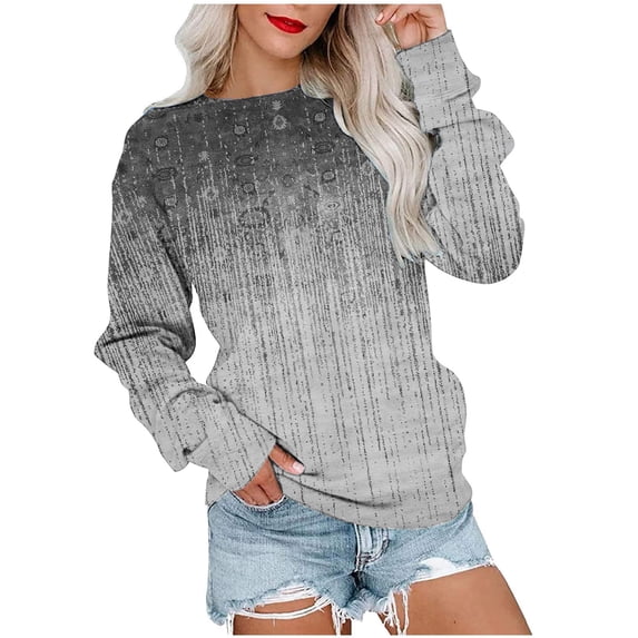 Dyegold Sweatshirts For Women Loose Fit Vintage Floral Print Long Sleeve T Shirts Fall Fashion 2023 Pullover Tops Sweaters