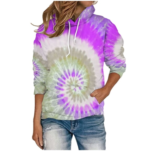 Dyegold Sweatshirts For Women Loose Fit Vintage Sweatshirt Teen Girls Winter Workout Tie Dye Camo Jacket Fashion Drawstring Sweater Fleece Graphic Shirts Hooded Ladies Plus Size Pullover