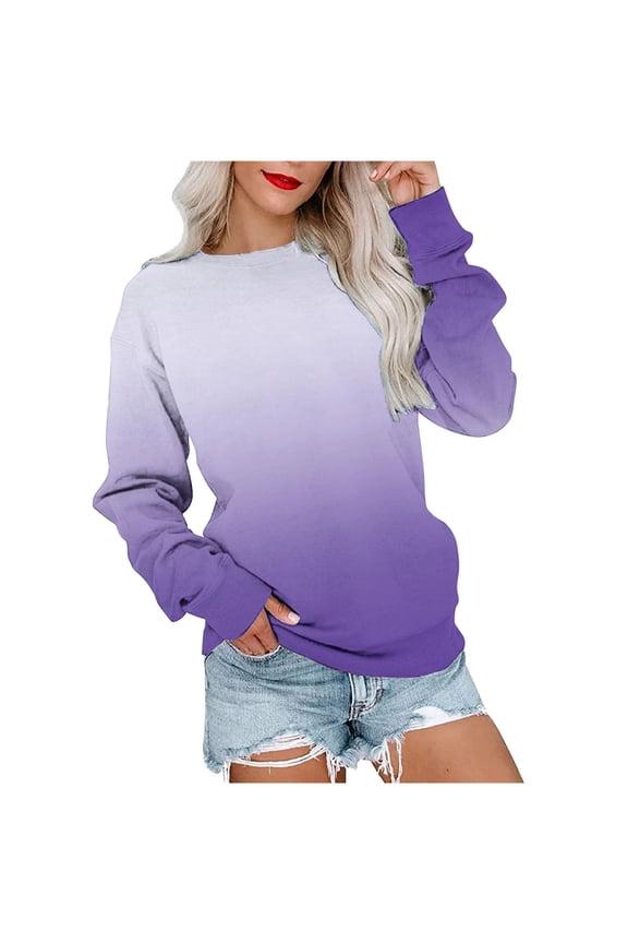 Dyegold Womens Casual Long Sleeve Sweatshirt Crew Neck Cute Gradient Pullover Tops Oversized Sweater Shirt Fall Fashion 2023