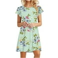 thumbnail image 1 of Dyegold T Shirt Dress for Women Round Neck Tunic Dress Casual Loose Summer Short Sleeve Flowy Swing Shift Dress Boho Floral, 1 of 5