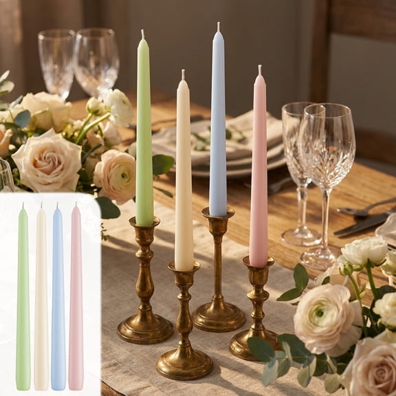 Dyegold Taper Candles 4 Pack 10 Inch Long Burning Decorative Sticks with 4+ Hour Burn Time for Wedding Party Holiday Table Decor