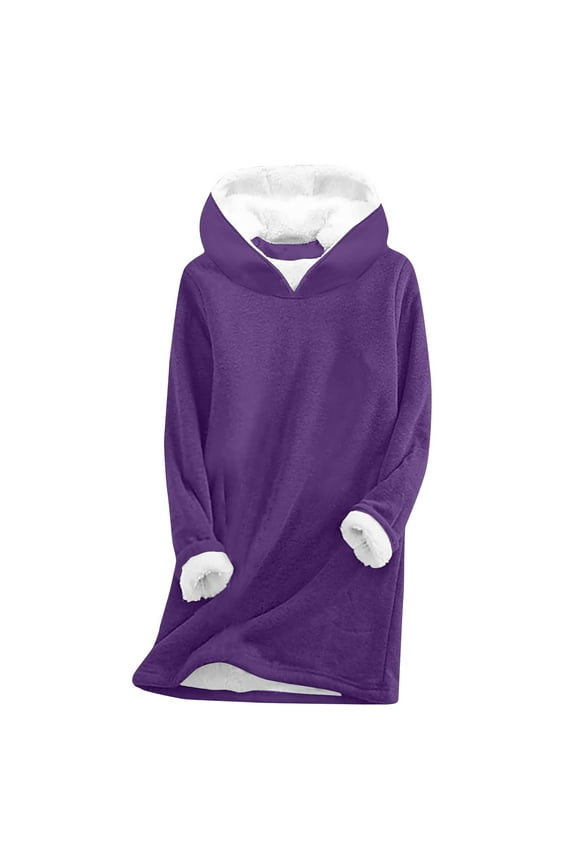 Dyegold Thermal Shirts For Women Sherpa Lined Winter Casual Sweatshirt Hooded Fluffy Fleece Teen Girls Shirts Solid Warm Long Sleeve Loungewear Thick Ladies Tops Undershirt Weekly Pullover