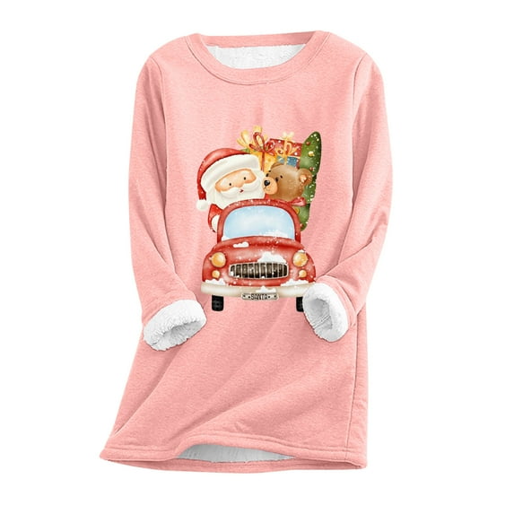 Dyegold Thermal Underwear For Women Clearance Prime Thick Winter Ladies Loungewear Warm Fluffy Teen Girls Sweatshirt Fleece Sherpa Lined Casual Shirts Graphic Tops Christmas Gifts Pullover