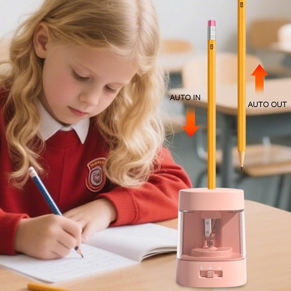 Dyegold USB Powered Automatic Electric Pencil Sharpener with 3 Adjustable Tip Thickness Settings Transparent Shavings Bin for Home Office and Creative Workspaces