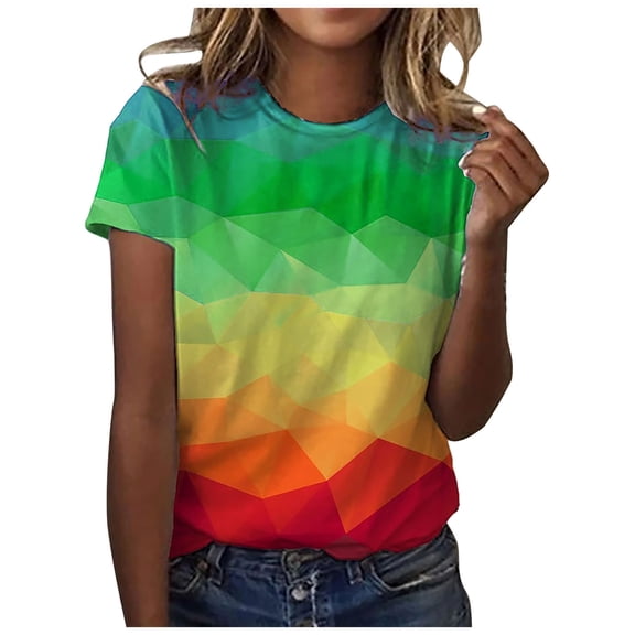 Dyegold Vintage Tees For Women Floral Print Short Sleeve Crewneck Tops Shirts Plus Size Retro Graphic Tshirts Casual Blouse