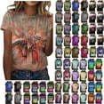 thumbnail image 1 of Dyegold Vintage Tees For Women Floral Print Short Sleeve Crewneck Tops Shirts Plus Size Retro Graphic Tshirts Casual Blouse, 1 of 5