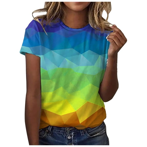 Dyegold Vintage Tees For Women Floral Print Short Sleeve Crewneck Tops Shirts Plus Size Retro Graphic Tshirts Casual Blouse