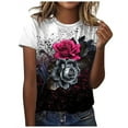 thumbnail image 1 of Dyegold Vintage Tees For Women Floral Print Short Sleeve Crewneck Tops Shirts Plus Size Retro Graphic Tshirts Casual Blouse, 1 of 4