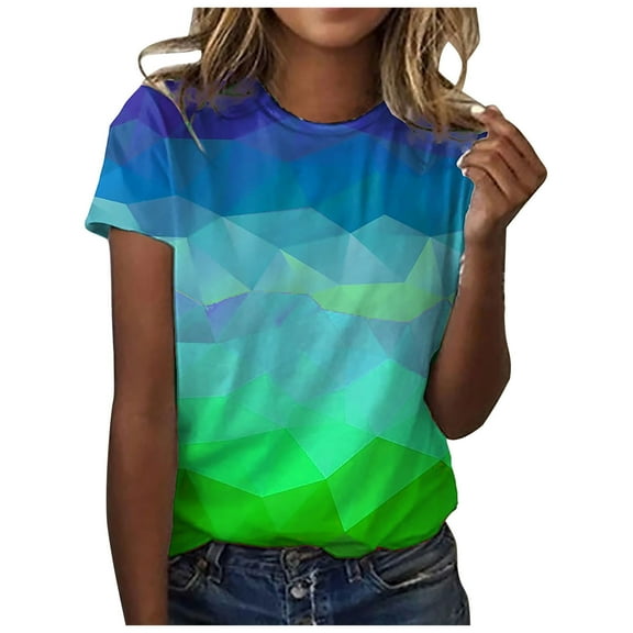 Dyegold Vintage Tees For Women Floral Print Short Sleeve Crewneck Tops Shirts Plus Size Retro Graphic Tshirts Casual Blouse