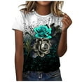 thumbnail image 1 of Dyegold Vintage Tees For Women Floral Print Short Sleeve Crewneck Tops Shirts Plus Size Retro Graphic Tshirts Casual Blouse, 1 of 4
