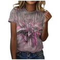 thumbnail image 1 of Dyegold Vintage Tees For Women Floral Print Short Sleeve Crewneck Tops Shirts Plus Size Retro Graphic Tshirts Casual Blouse, 1 of 5