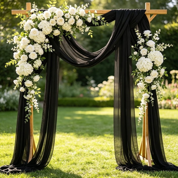Dyegold Wedding Arch Drapes Chiffon Sheer Gauze Fabric 29.5x236.2in for Outdoor Ceremony Party Stage Backdrop Wedding Decor