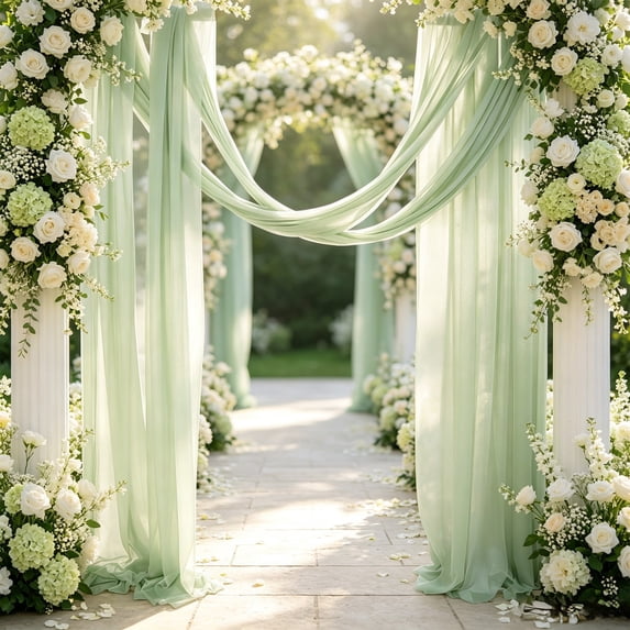 Dyegold Wedding Arch Drapes Chiffon Sheer Gauze Fabric 29.5x236.2in for Outdoor Ceremony Party Stage Backdrop Wedding Decor