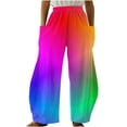 thumbnail image 1 of Dyegold Wide Leg Trouser Pants For Women Ombre Tie Dye Elastic Waist Palazzo Pants Plus Size Straight Long Pant With Pockets, 1 of 5