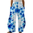 thumbnail image 1 of Dyegold Wide Leg Trouser Pants For Women Ombre Tie Dye Elastic Waist Palazzo Pants Plus Size Straight Long Pant With Pockets, 1 of 5