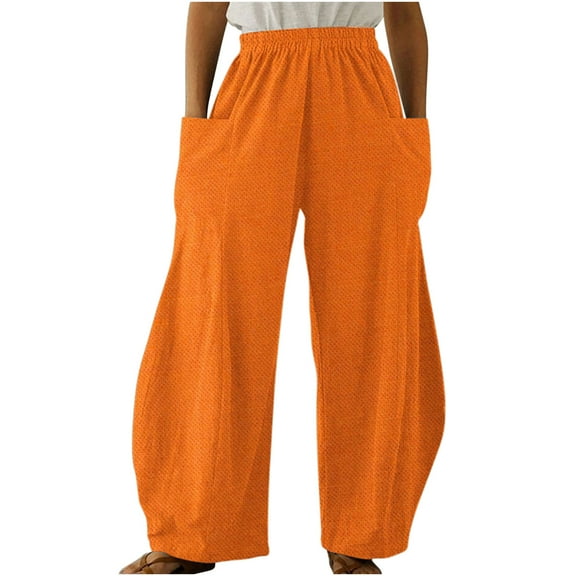 Dyegold Womens Casual Wide Leg Pants Elastic Waisted Straight Long Trousers Loose Work Cargo Palazzo Pants Y2k Streetwear