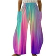 thumbnail image 1 of Dyegold Wide Leg Trouser Pants For Women Ombre Tie Dye Elastic Waist Palazzo Pants Plus Size Straight Long Pant With Pockets, 1 of 5