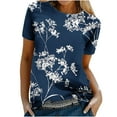 thumbnail image 1 of Dyegold Woman Shirts Vintage Graphic Tee Shirts Floral Printed Short Sleeve Crewneck Blouses Tops Summer Casual Loose Tunics, 1 of 6