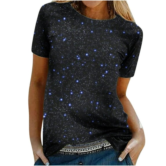Dyegold Woman Shirts Vintage Graphic Tee Shirts Floral Printed Short Sleeve Crewneck Blouses Tops Summer Casual Loose Tunics