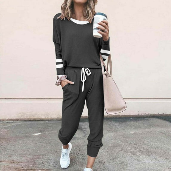 Dyegold Women 2 Piece Outfits Long Sleeve Pullover Jogger Sweatpants Lounge Sets Fall Winter Sweatsuits Tracksuit Pockets
