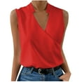 thumbnail image 1 of Dyegold Women 2023 Wrap Front Tank Top Casual V Neck Floral Solid Camisole Blouses Loose Sleeveless Cami Basic Tank Shirt, 1 of 5