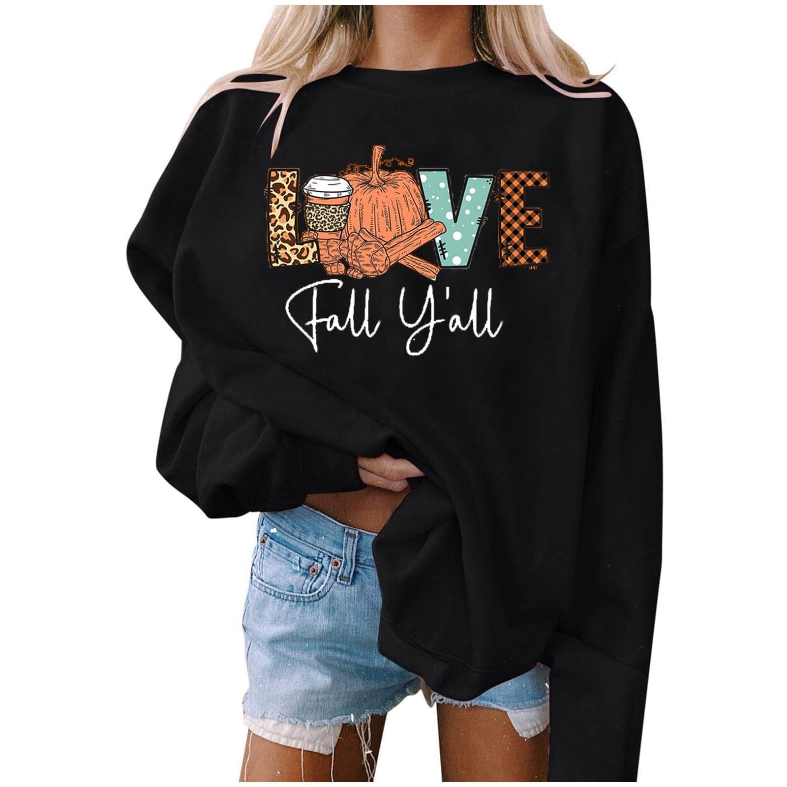 Dyegold Women Cute Halloween Sweatshirts Fall Casual Oversized Long