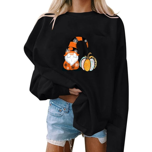 Dyegold Women Halloween Sweater Teen Girls Pumpkin Coffee Print Shirt Tops Sale Womens Fashion Winter Holiday Halloween Fall Sweaters For Women 2023 Trendy On-trend Low Spend