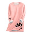 thumbnail image 1 of Dyegold Women'S Fleece Pullover Teen Girls Ladies Thick Cute Undershirt Warm Winter Sherpa Lined Pullover Casual Fall Fuzzy Shirts Thermal Fluffy Tops Long Sleeve Dog Paw Print Loungewear, 1 of 5