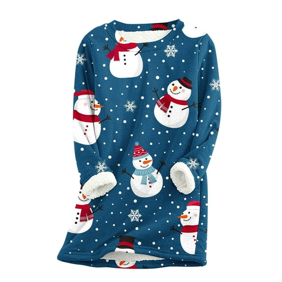 Dyegold Women'S Fleece Tops Fall Savings Thick Fluffy Loungewear Christmas Gifts Graphic Winter Teen Girls Sweatshirt Fleece Warm Ladies Tops Casual Pullover Shirts Sherpa Lined Undershirt