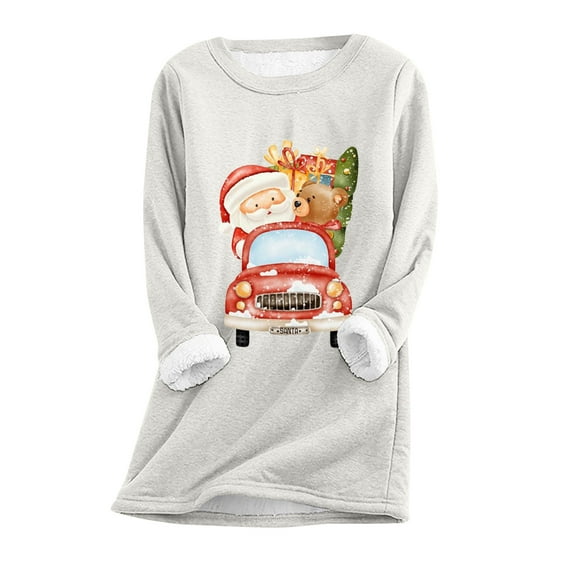 Dyegold Women'S Fleece Tops Flash Deals Fleece Fluffy Graphic Winter Shirts Warm Thick Casual Christmas Gifts Sweatshirt Ladies Teen Girls Tops Undershirt Loungewear Sherpa Lined Pullover Shirts