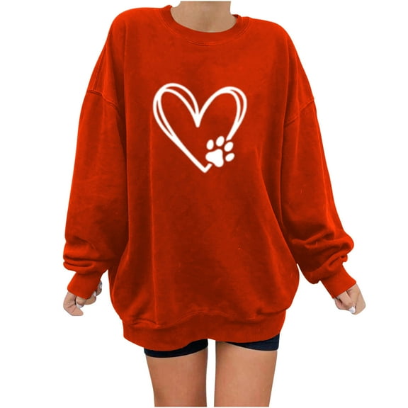 Dyegold Women’S Sweatshirt Teen Girls Heart Print Graphic Cropped Sweatshirts For Women Sweatshirts For Women Loose Fit Work Office Sport Long Sleeve ​Christmas ​Fall Womens Tops