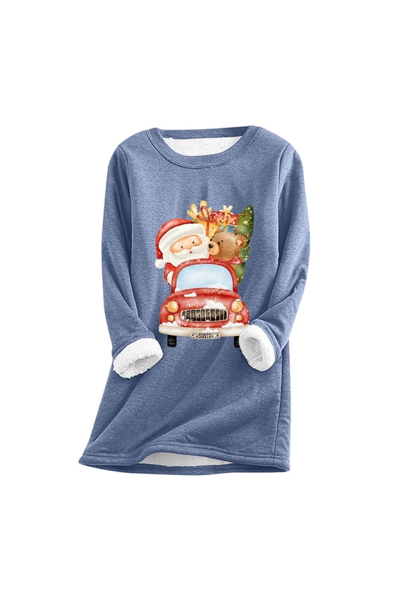 Dyegold Women'S Winter Tops Winter Casual Loungewear Sherpa Lined Ladies Thick Christmas Gifts Tops Graphic Teen Girls Fleece Undershirt Fluffy Sweatshirt Pullover Warm Shirts