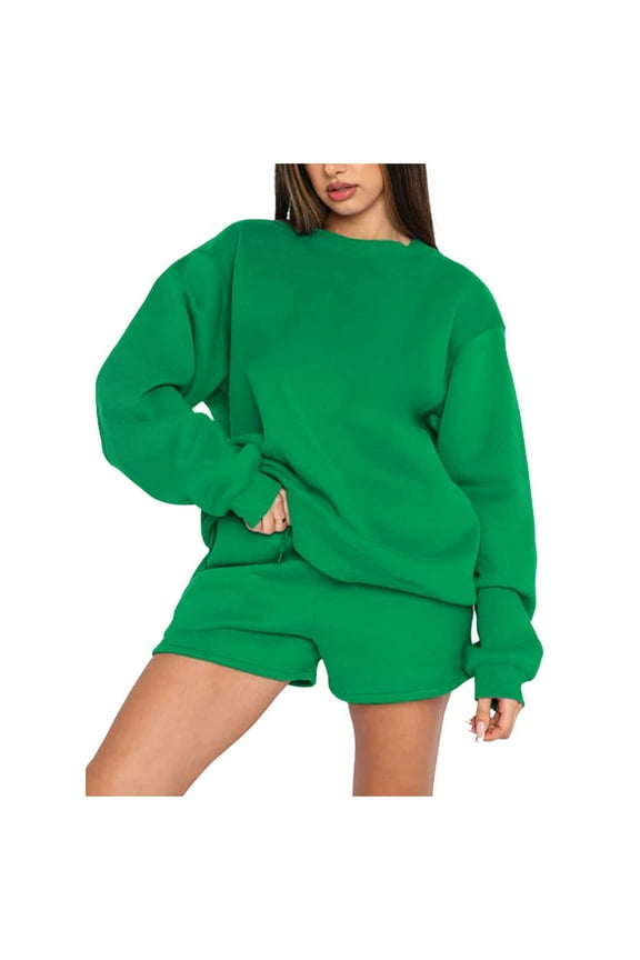 Dyegold Women Sweatsuits Sets Quarter Zip Pullover Tops With Wide Leg Shorts Lounge Sets For Women 2 Piece Cute Short Sets