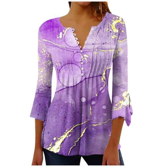 Dyegold 3/4 Sleeve Tops For Women Summer Ladies Womens 3/4 Sleeve Top Fall Shirts For Women 2023 Trendy Cotton Linen Fall Fashion 2023 ​Dressy Casual Tops ​Fall Womens Tops ​My Orders