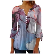 PIMELU Dyegold Women Tops Teen Girls Womens Tops Blouses For Women Dressy Casual 3/4 Sleeve Fall Outfits Oversized ​Loose Fit Blouses ​Cotton Blouses For Women 3/4 Sleeve ​Online Shopping